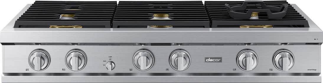 Dacor - 48 in. Wide 6 Burner Built-In Gas Rangetop - Silver Stainless Steel