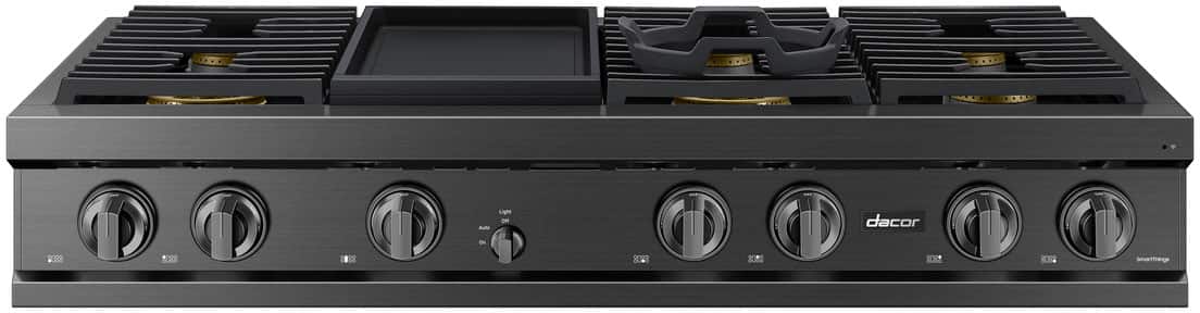 Dacor - 48 in. Wide 6 Burner Built-In Gas Rangetop withGriddle - Graphite Steel