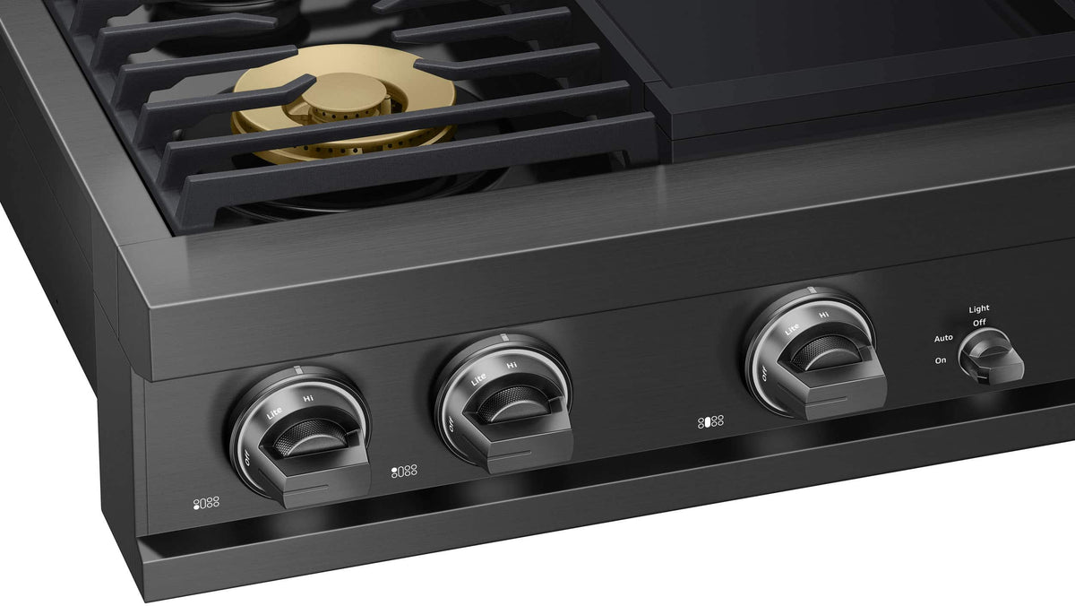 Dacor - 48 in. Wide 6 Burner Built-In Gas Rangetop withGriddle - Graphite Steel