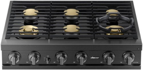 Dacor - 36 in. Wide 6 Burner Built-In Gas Rangetop - Graphite Steel