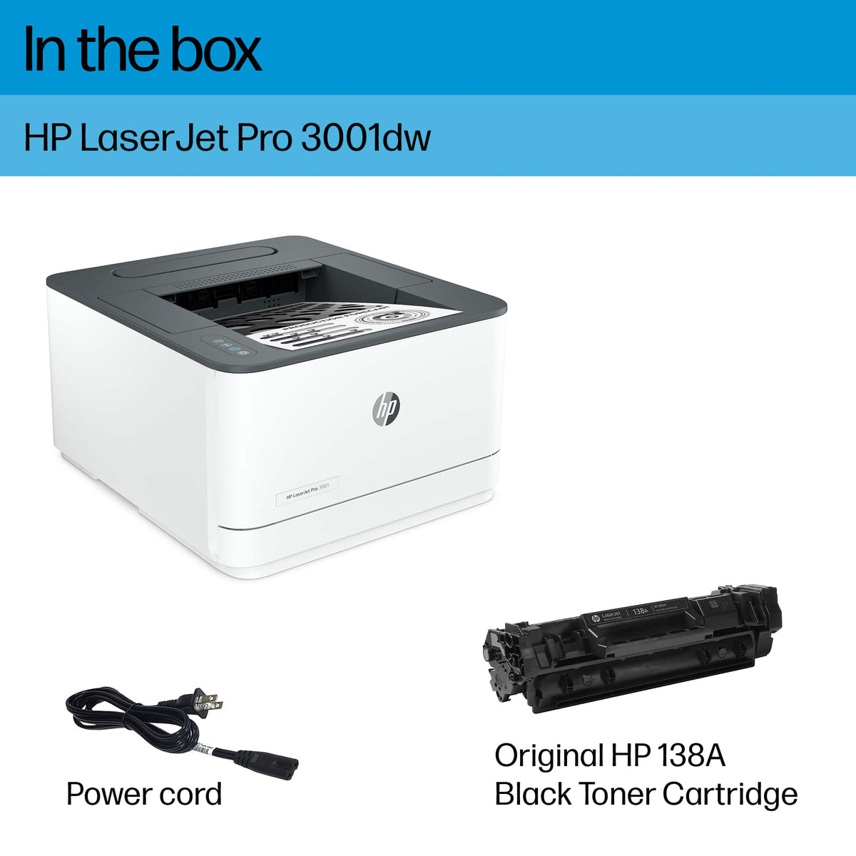 HP - LaserJet Pro 3001dw Wireless Black-and-White Laser Printer - White