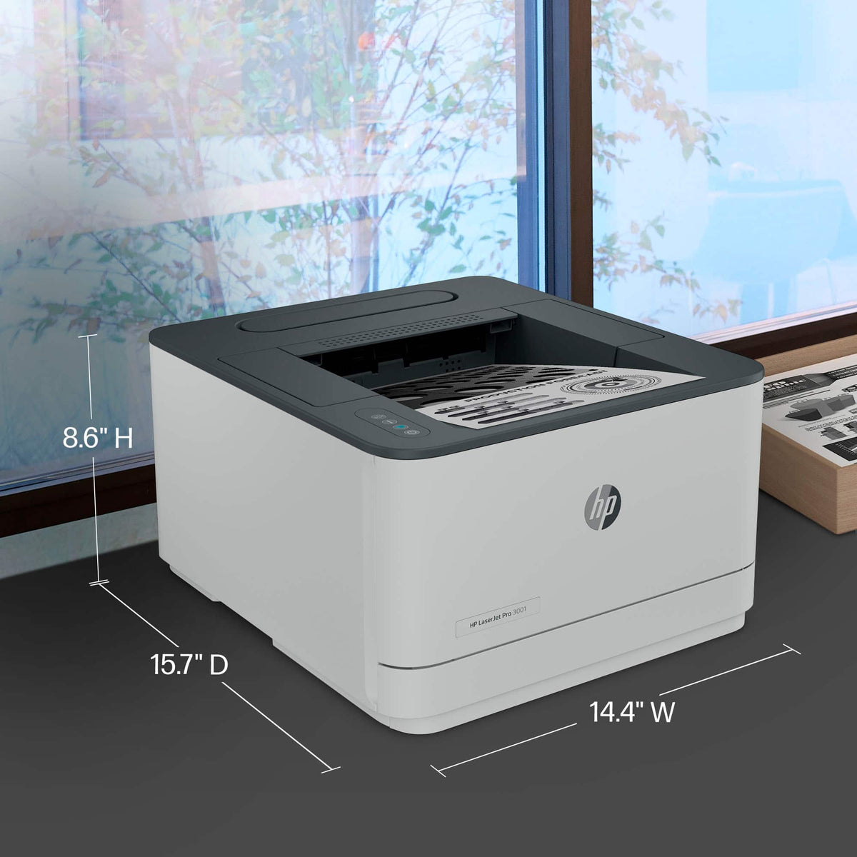 HP - LaserJet Pro 3001dw Wireless Black-and-White Laser Printer - White