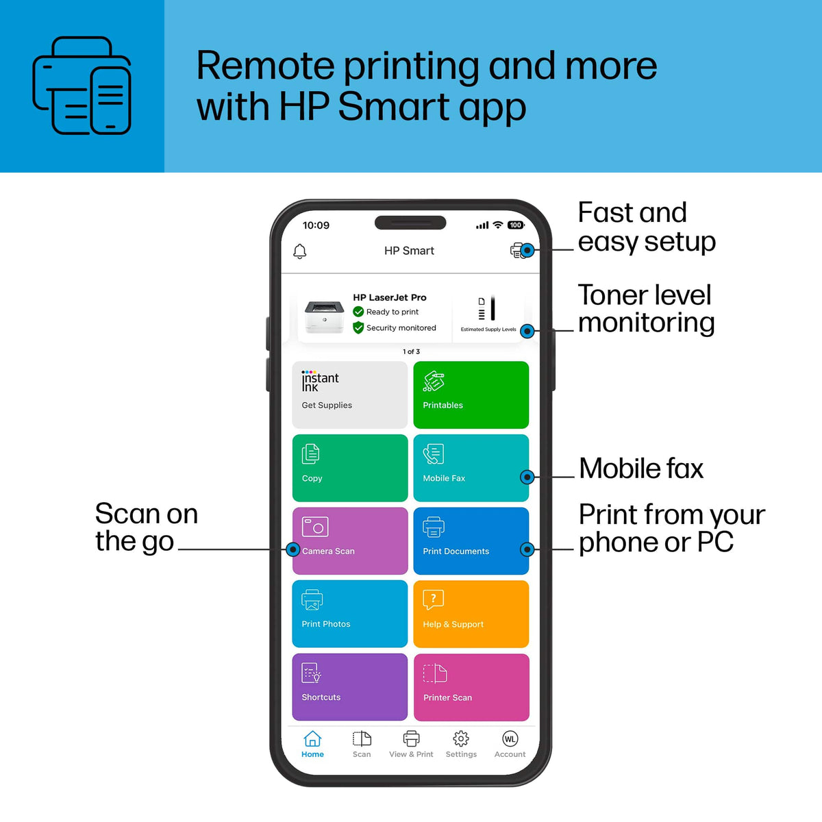 HP - LaserJet Pro 3001dw Wireless Black-and-White Laser Printer - White