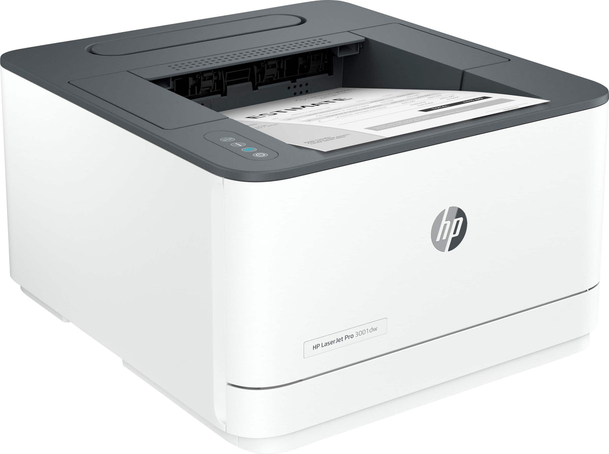 HP - LaserJet Pro 3001dw Wireless Black-and-White Laser Printer - White