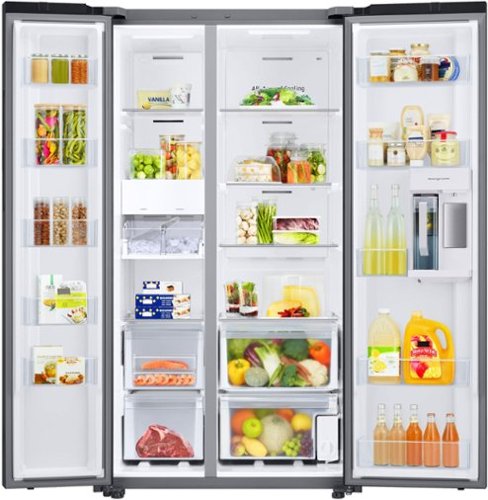 Samsung - 36 in. Wide BESPOKE Side-by-Side Smart Refrigerator with Beverage Center - Stainless Steel