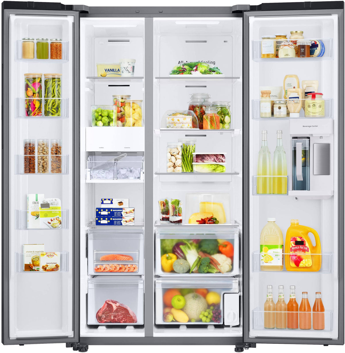 Samsung - 36 in. Wide BESPOKE Side-by-Side Smart Refrigerator with Beverage Center - Stainless Steel