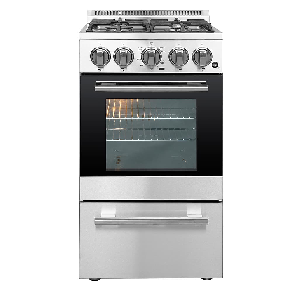 Forno Appliances - 20 in. Wide 4 burner Lamazze Alta Qualita 2.05 Cu. Ft. Freestanding Gas Range with LP Conversion Kit - Silver