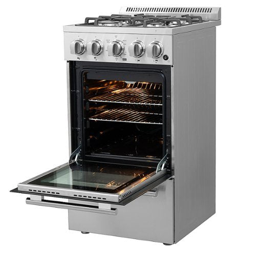Forno Appliances - 20 in. Wide 4 burner Lamazze Alta Qualita 2.05 Cu. Ft. Freestanding Gas Range with LP Conversion Kit - Silver