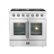 Forno Appliances - 36 in. Wide 6 Burner Galiano 5.36 Cu. Ft. Freestanding Gas Range with French Doors and LP Conversion Kit - Silver
