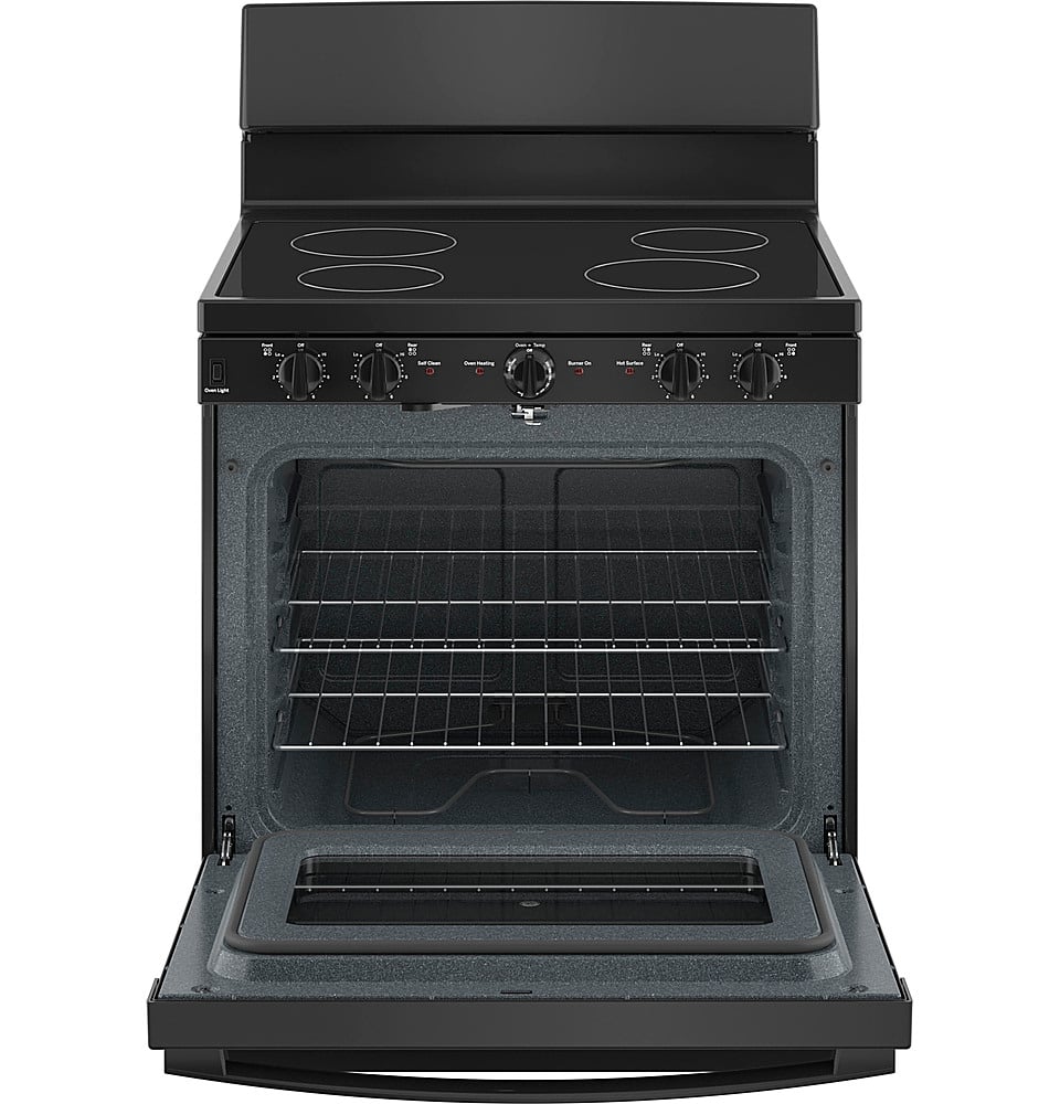 GE - 30 in. Wide 4 Elements 5.0 Cu. Ft. Freestanding Electric Radiant Smooth Cooktop Range - Black