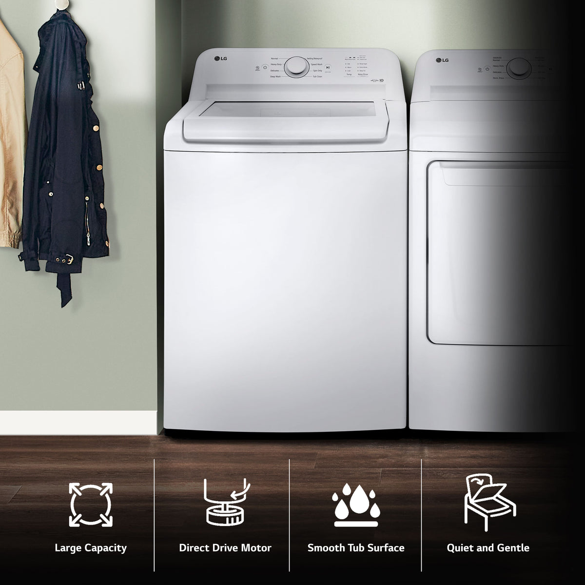 LG - 4.1 Cu. Ft. High-Efficiency Top Load Washer with TurboDrum Technology - White
