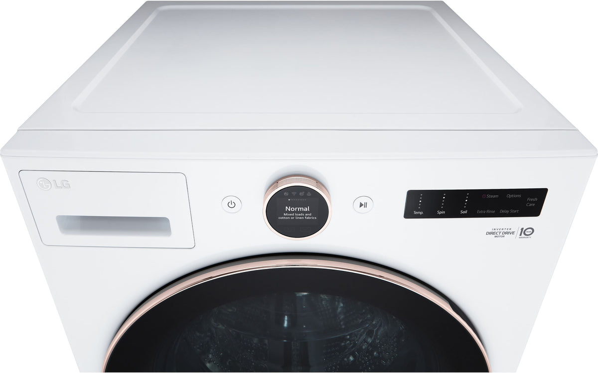 LG - 5.0 Cu. Ft. High-Efficiency Stackable Smart Front Load Washer with Steam and TurboWash 360 - White