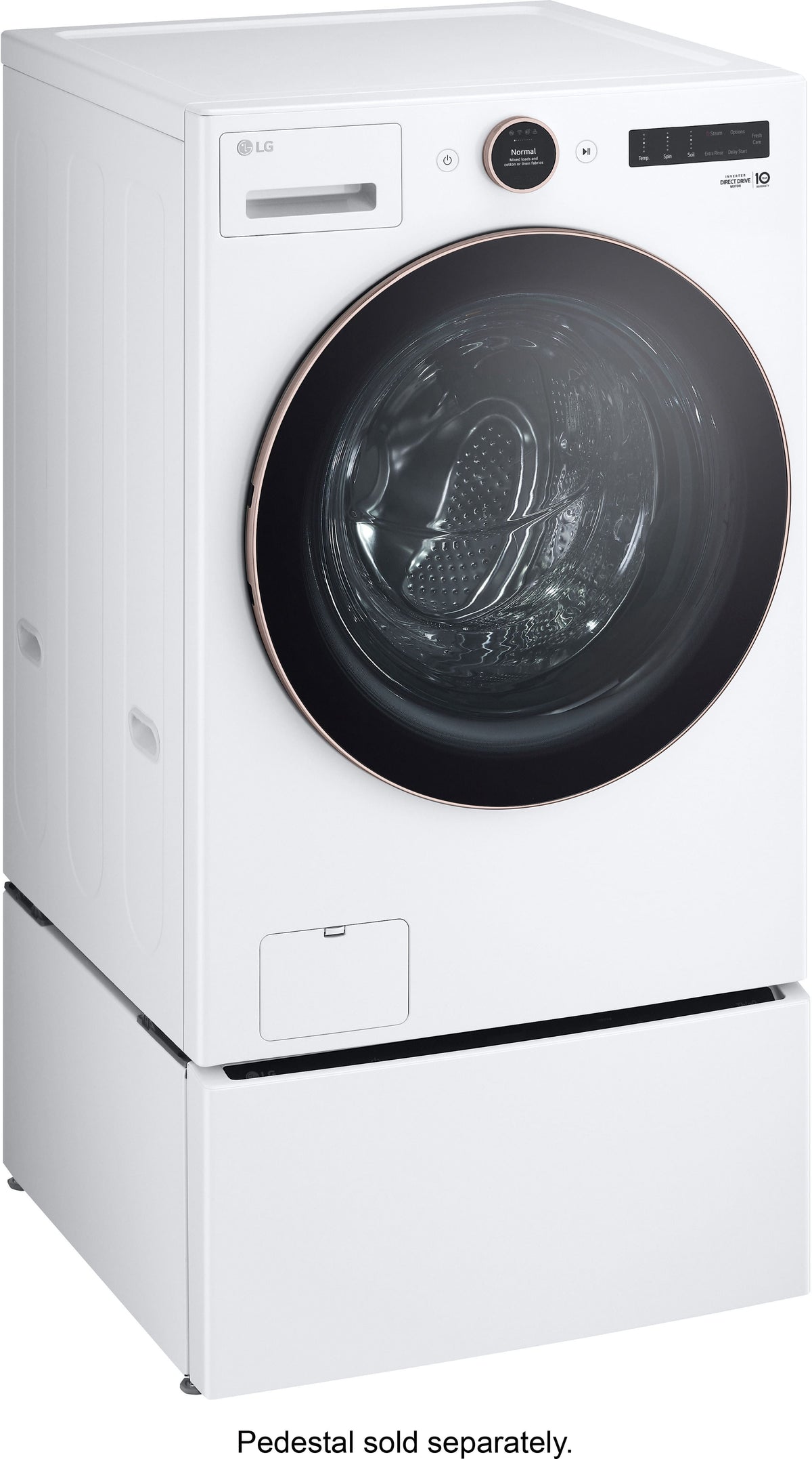 LG - 5.0 Cu. Ft. High-Efficiency Stackable Smart Front Load Washer with Steam and TurboWash 360 - White