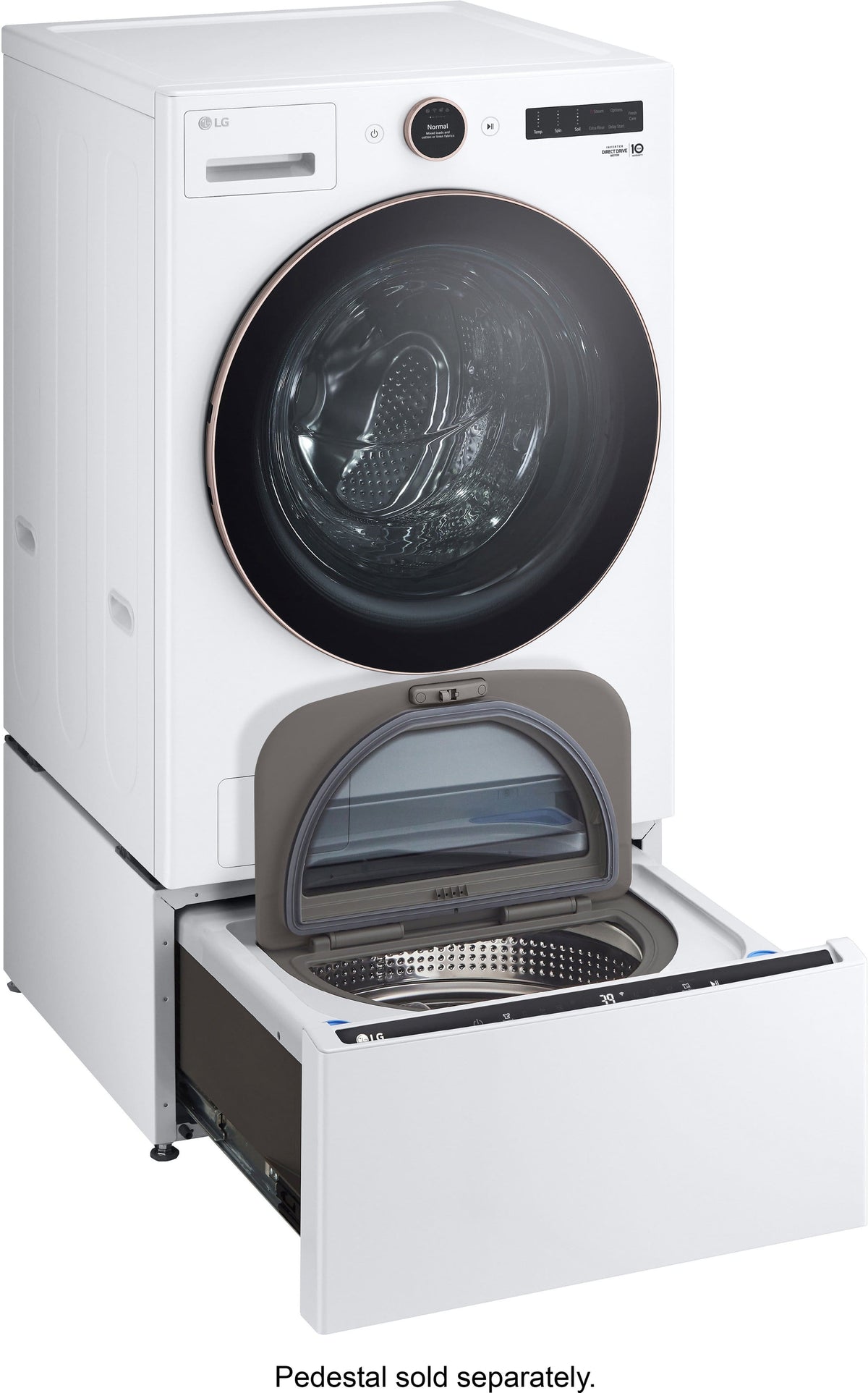 LG - 5.0 Cu. Ft. High-Efficiency Stackable Smart Front Load Washer with Steam and TurboWash 360 - White