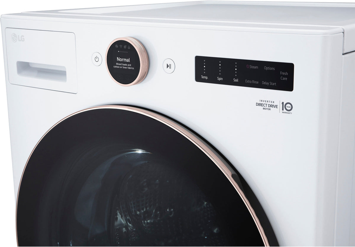 LG - 5.0 Cu. Ft. High-Efficiency Stackable Smart Front Load Washer with Steam and TurboWash 360 - White