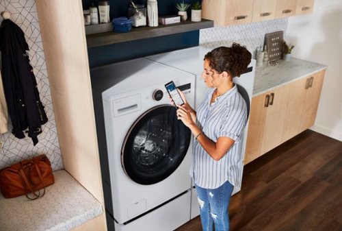 LG - 5.0 Cu. Ft. High-Efficiency Stackable Smart Front Load Washer with Steam and TurboWash 360 - White