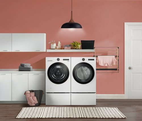LG - 5.0 Cu. Ft. High-Efficiency Stackable Smart Front Load Washer with Steam and TurboWash 360 - White