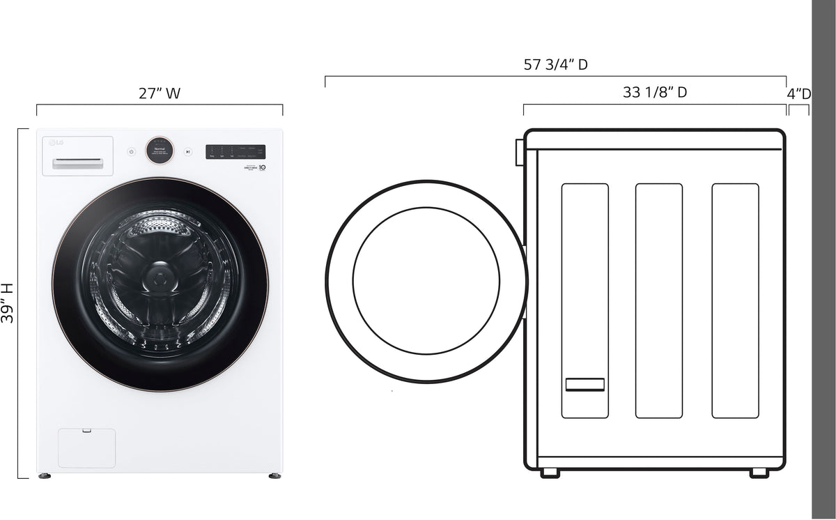 LG - 5.0 Cu. Ft. High-Efficiency Stackable Smart Front Load Washer with Steam and TurboWash 360 - White