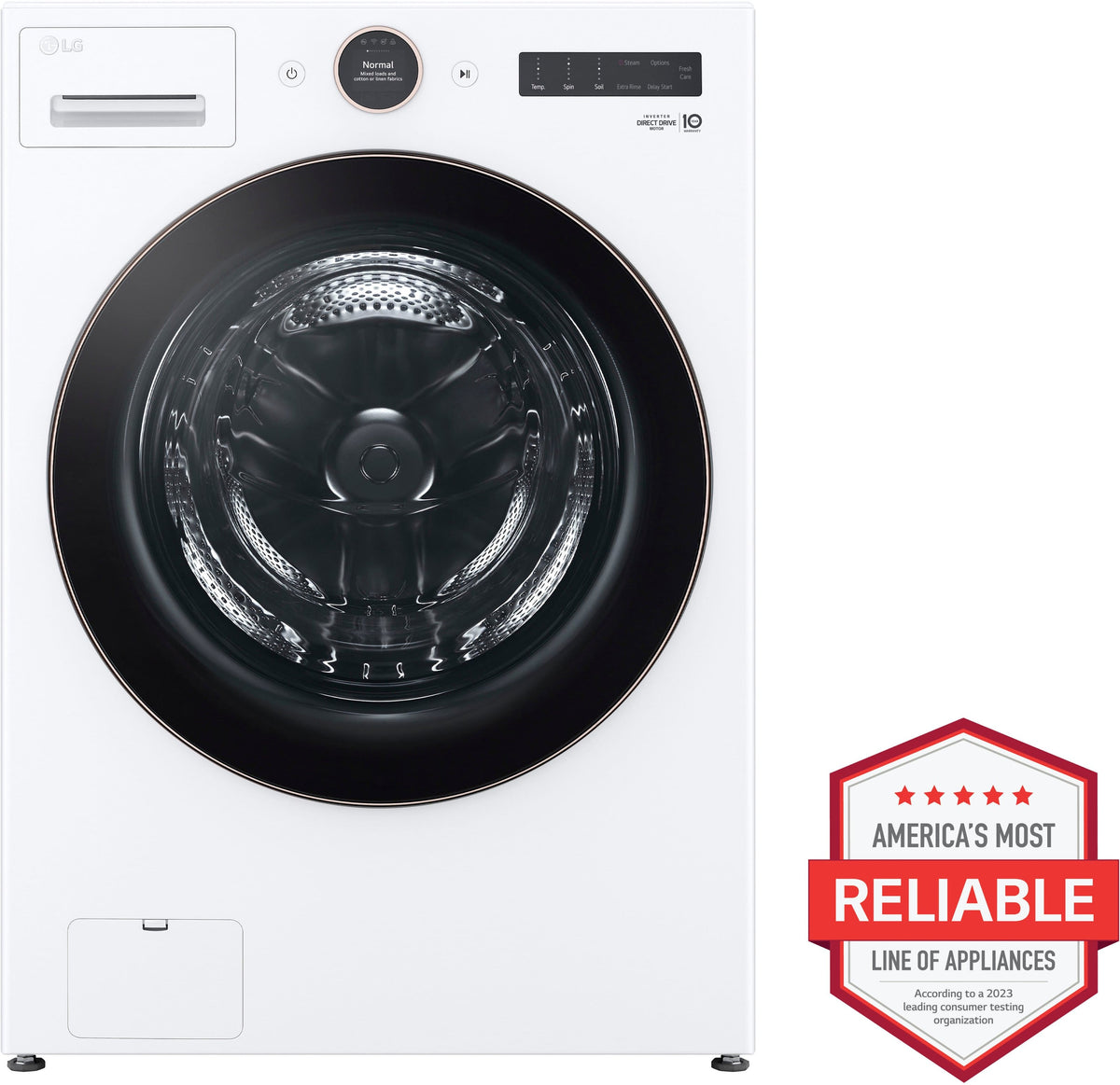LG - 5.0 Cu. Ft. High-Efficiency Stackable Smart Front Load Washer with Steam and TurboWash 360 - White