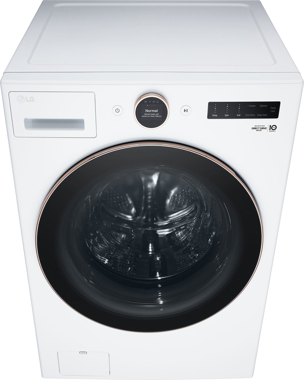 LG - 5.0 Cu. Ft. High-Efficiency Stackable Smart Front Load Washer with Steam and TurboWash 360 - White