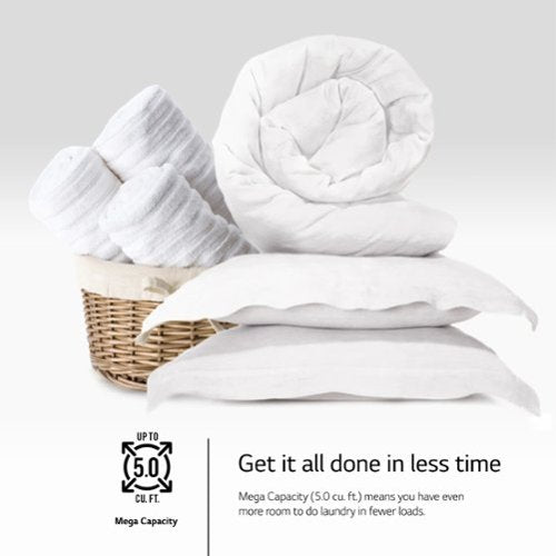 LG - 5.0 Cu. Ft. High-Efficiency Stackable Smart Front Load Washer with Steam and TurboWash 360 - White