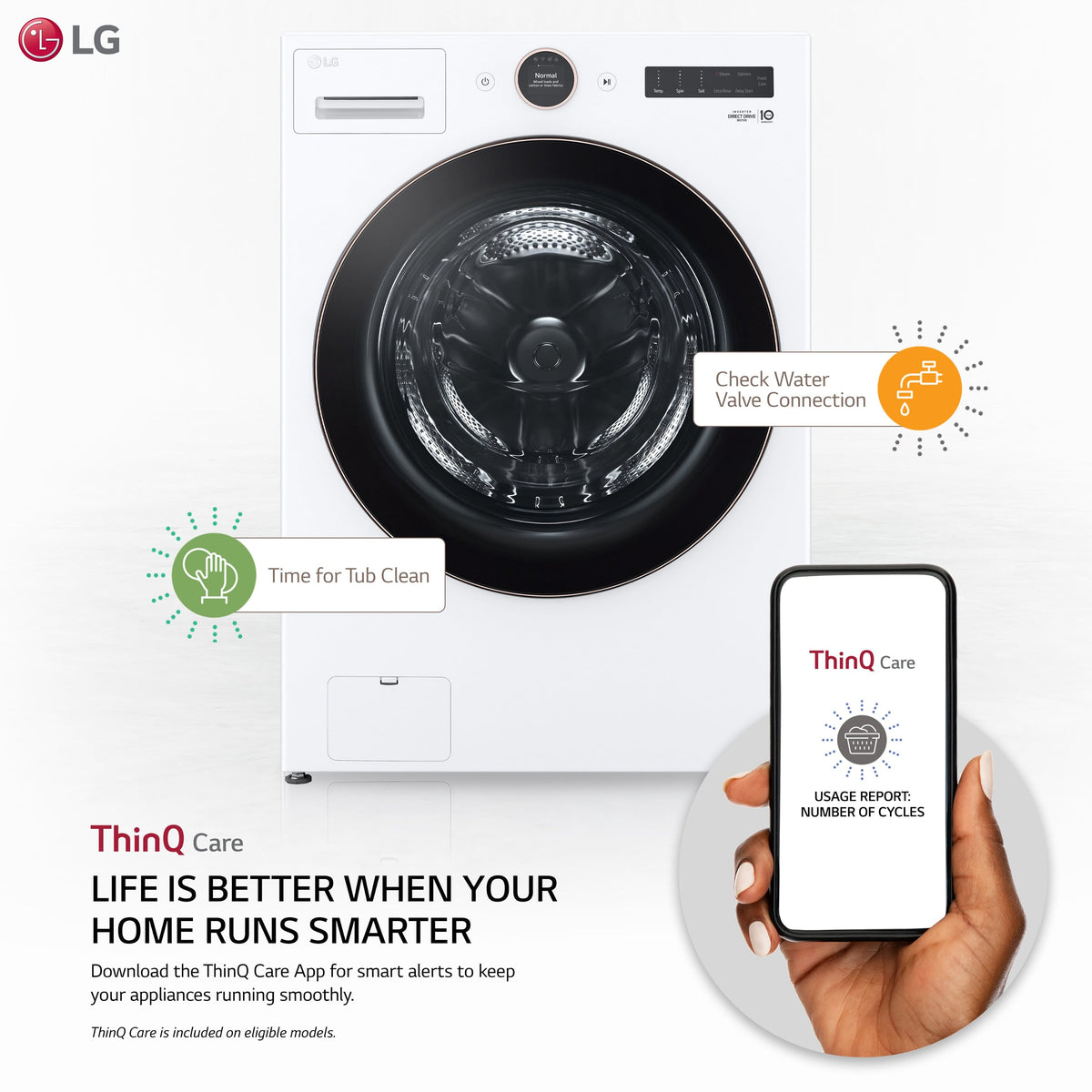 LG - 5.0 Cu. Ft. High-Efficiency Stackable Smart Front Load Washer with Steam and TurboWash 360 - White