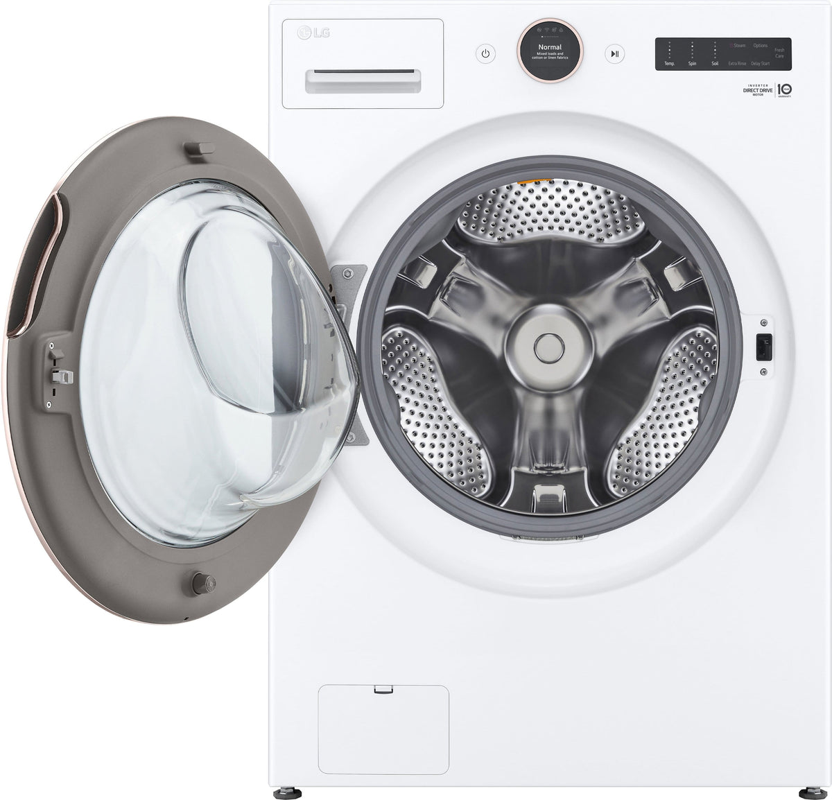 LG - 5.0 Cu. Ft. High-Efficiency Stackable Smart Front Load Washer with Steam and TurboWash 360 - White