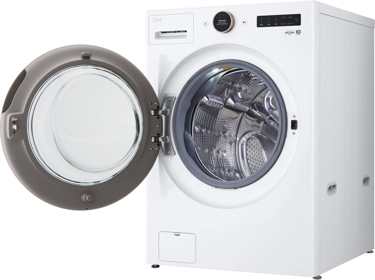 LG - 5.0 Cu. Ft. High-Efficiency Stackable Smart Front Load Washer with Steam and TurboWash 360 - White