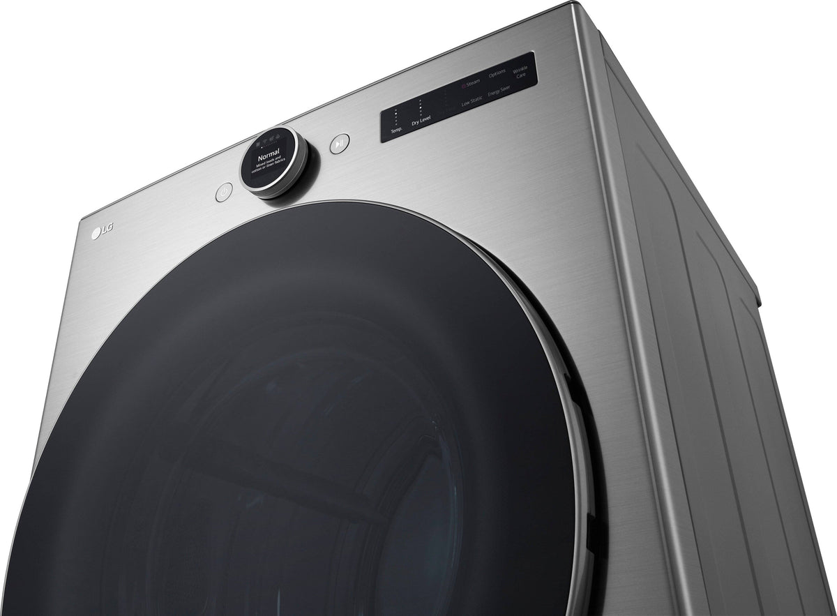 LG - 7.4 Cu. Ft. Stackable Smart Electric Dryer with Steam and Sensor Dry - Graphite Steel
