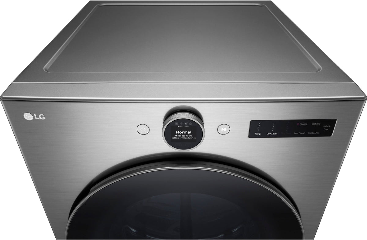 LG - 7.4 Cu. Ft. Stackable Smart Electric Dryer with Steam and Sensor Dry - Graphite Steel