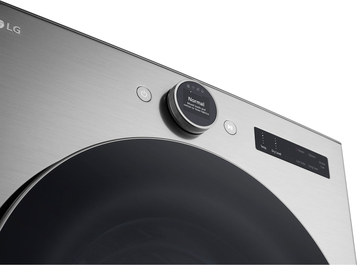 LG - 7.4 Cu. Ft. Stackable Smart Electric Dryer with Steam and Sensor Dry - Graphite Steel