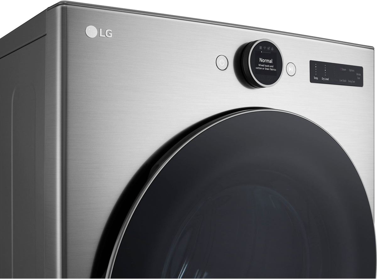 LG - 7.4 Cu. Ft. Stackable Smart Electric Dryer with Steam and Sensor Dry - Graphite Steel