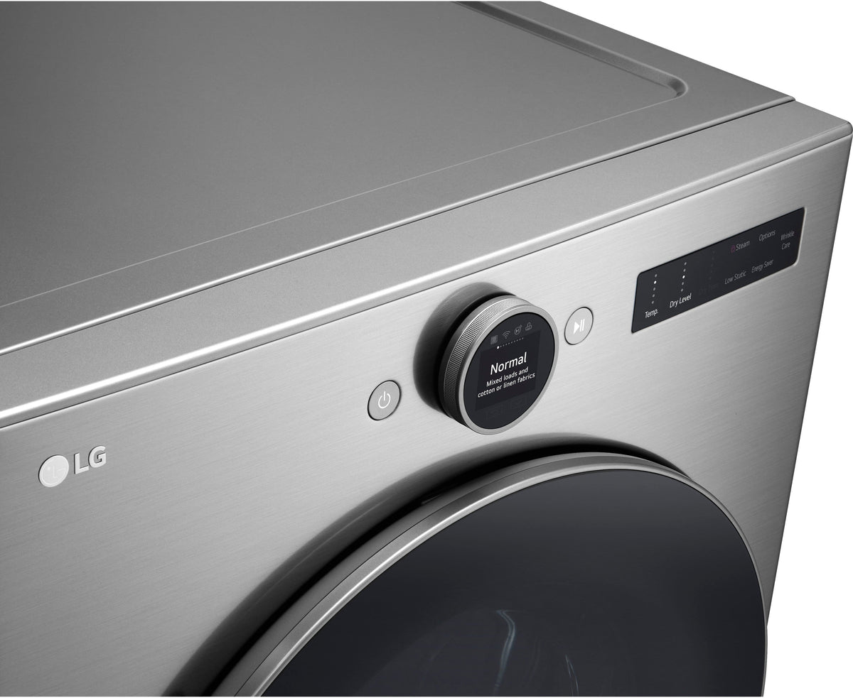 LG - 7.4 Cu. Ft. Stackable Smart Electric Dryer with Steam and Sensor Dry - Graphite Steel