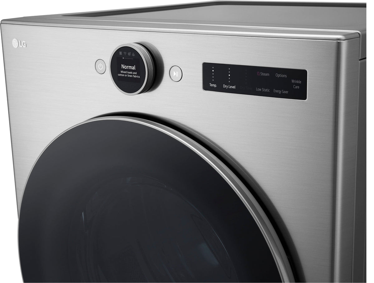 LG - 7.4 Cu. Ft. Stackable Smart Electric Dryer with Steam and Sensor Dry - Graphite Steel