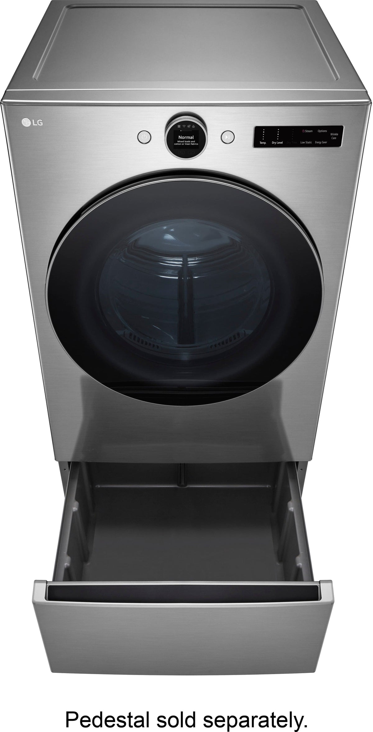 LG - 7.4 Cu. Ft. Stackable Smart Electric Dryer with Steam and Sensor Dry - Graphite Steel