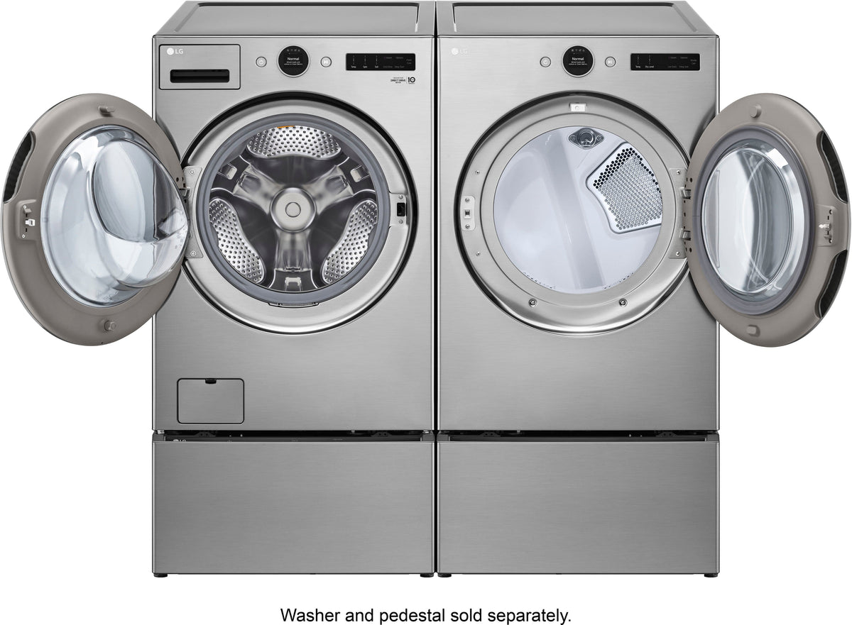 LG - 7.4 Cu. Ft. Stackable Smart Electric Dryer with Steam and Sensor Dry - Graphite Steel