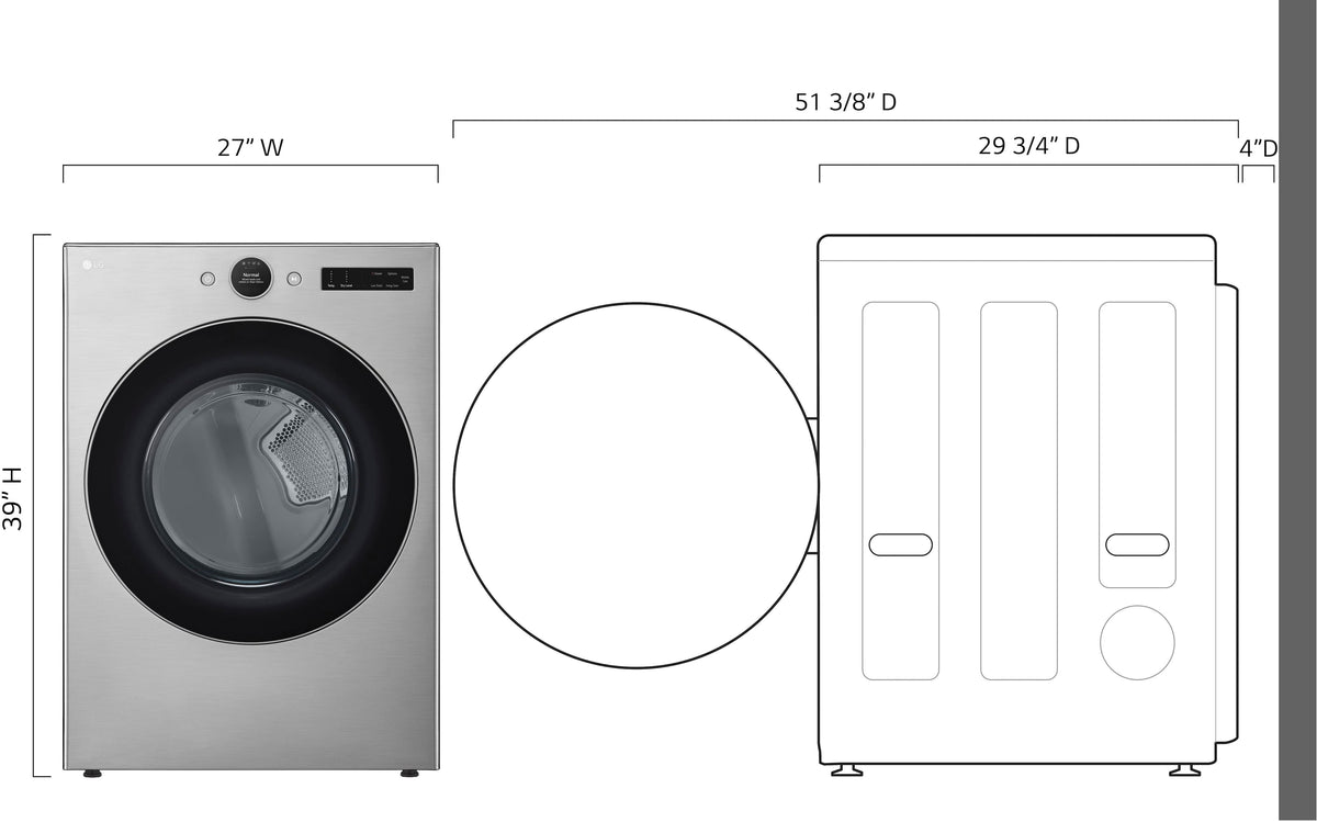 LG - 7.4 Cu. Ft. Stackable Smart Electric Dryer with Steam and Sensor Dry - Graphite Steel
