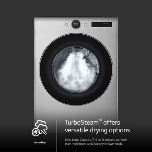 LG - 7.4 Cu. Ft. Stackable Smart Electric Dryer with Steam and Sensor Dry - Graphite Steel
