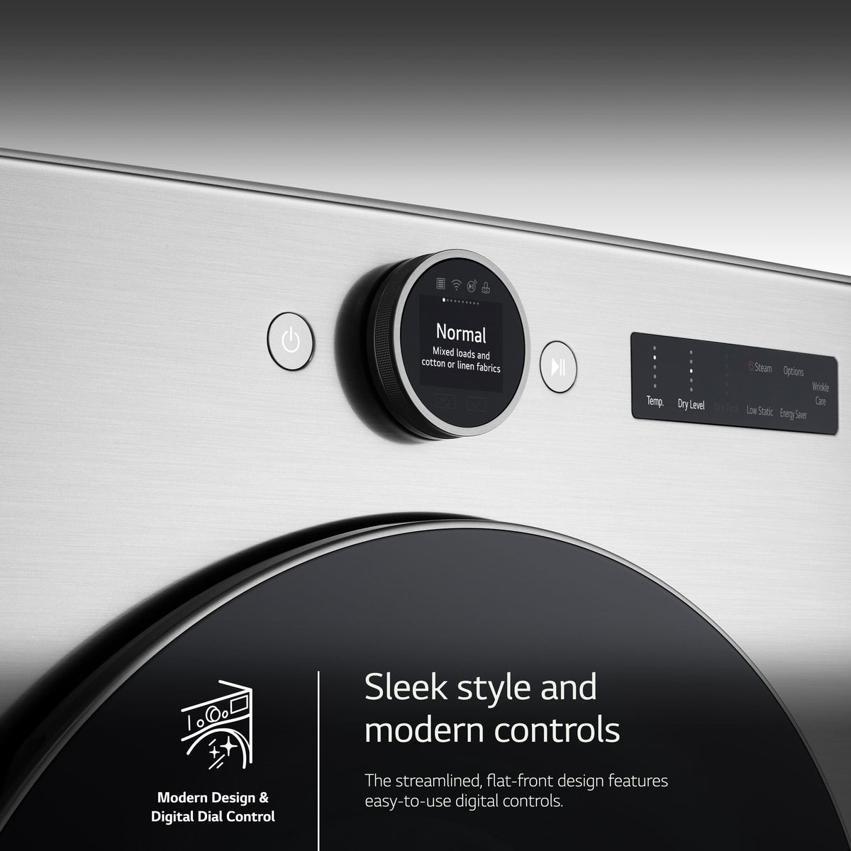 LG - 7.4 Cu. Ft. Stackable Smart Electric Dryer with Steam and Sensor Dry - Graphite Steel
