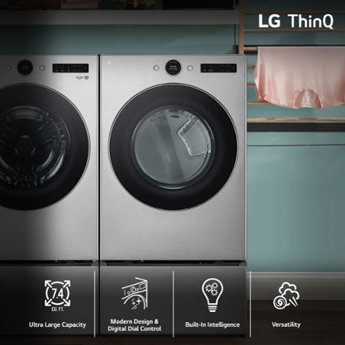 LG - 7.4 Cu. Ft. Stackable Smart Electric Dryer with Steam and Sensor Dry - Graphite Steel