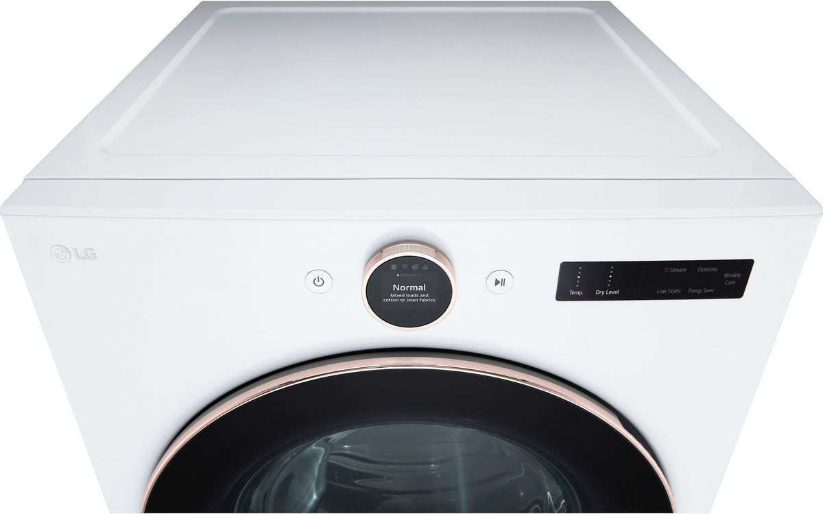 LG - 7.4 Cu. Ft. Stackable Smart Gas Dryer with Steam and Sensor Dry - White