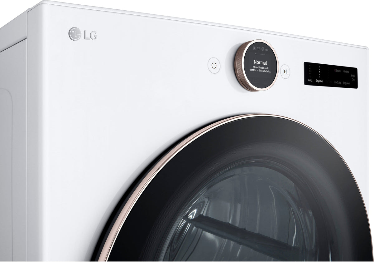 LG - 7.4 Cu. Ft. Stackable Smart Gas Dryer with Steam and Sensor Dry - White