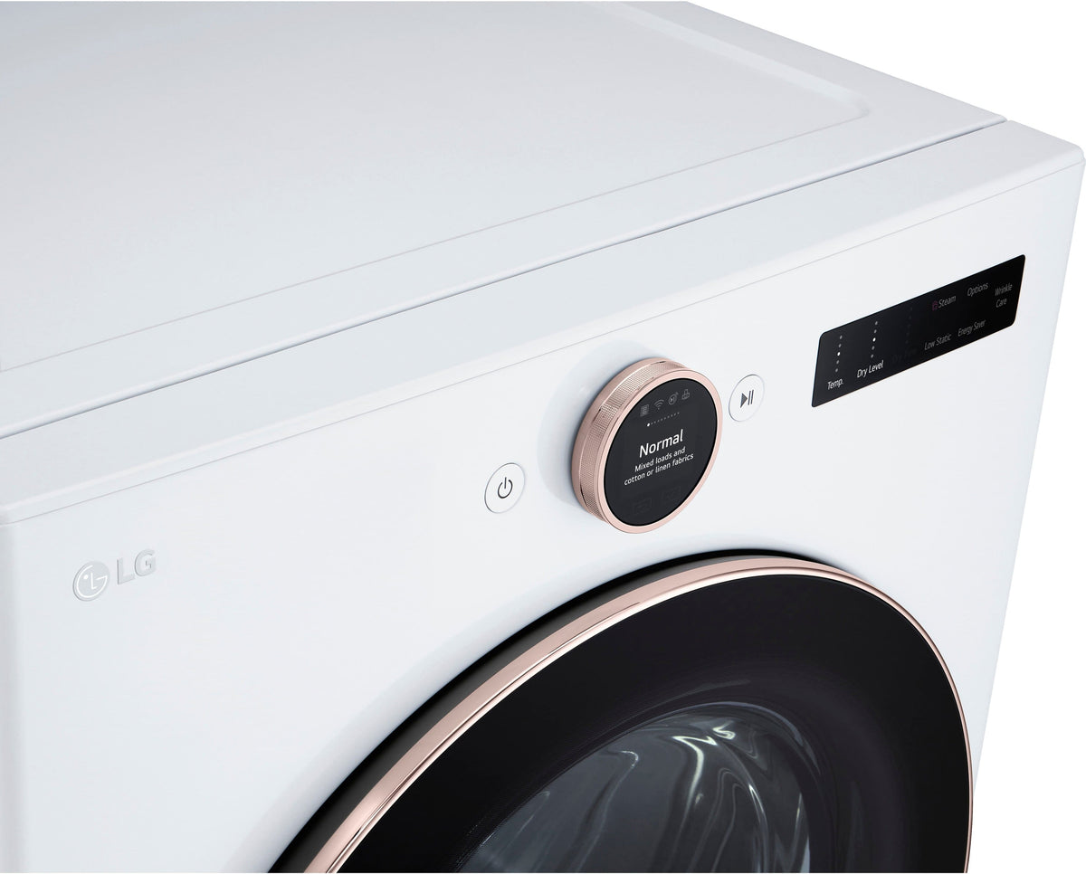 LG - 7.4 Cu. Ft. Stackable Smart Gas Dryer with Steam and Sensor Dry - White