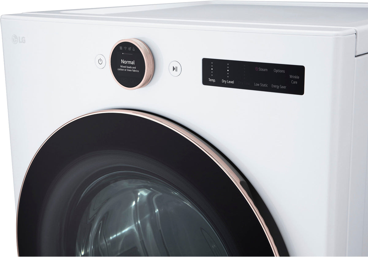 LG - 7.4 Cu. Ft. Stackable Smart Gas Dryer with Steam and Sensor Dry - White