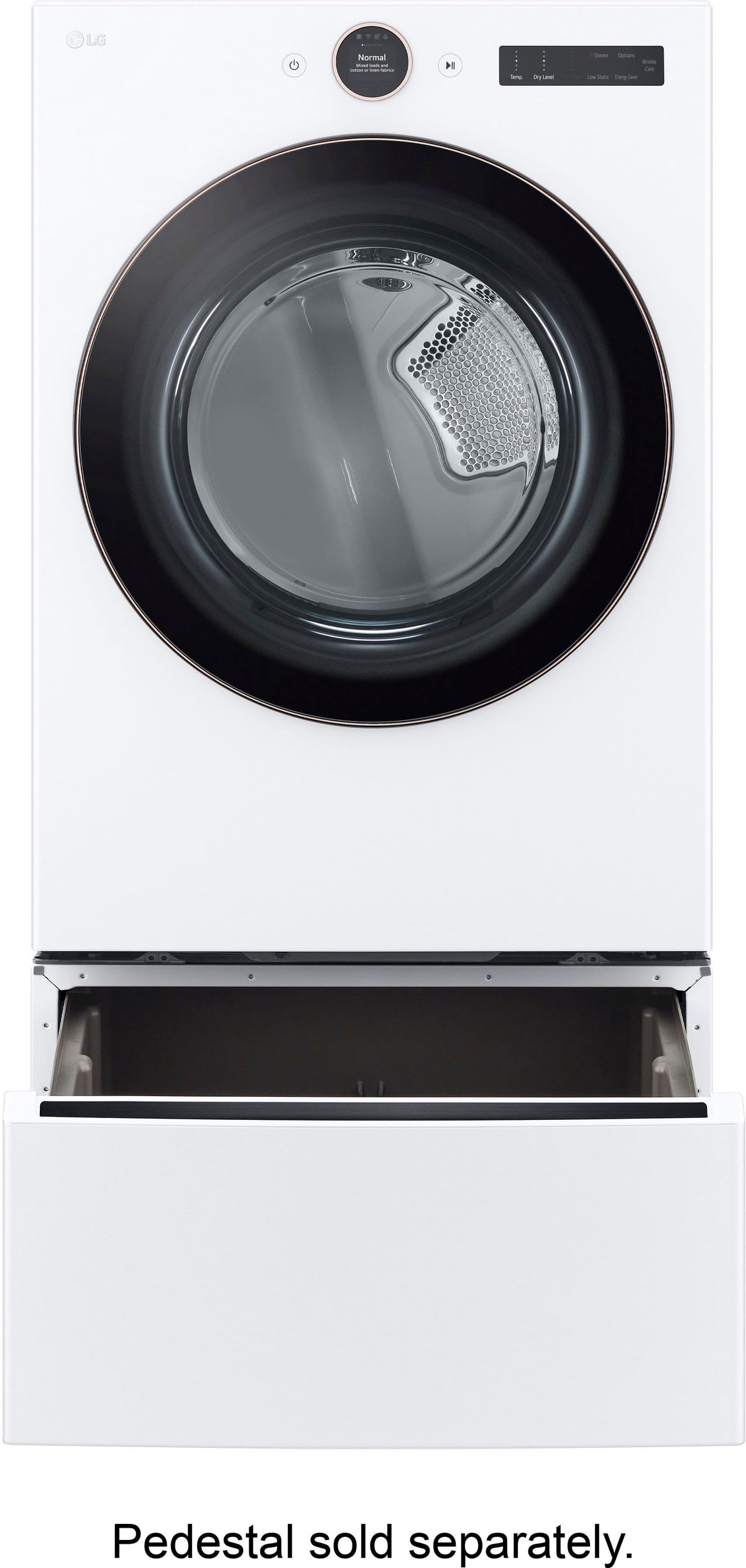 LG - 7.4 Cu. Ft. Stackable Smart Gas Dryer with Steam and Sensor Dry - White