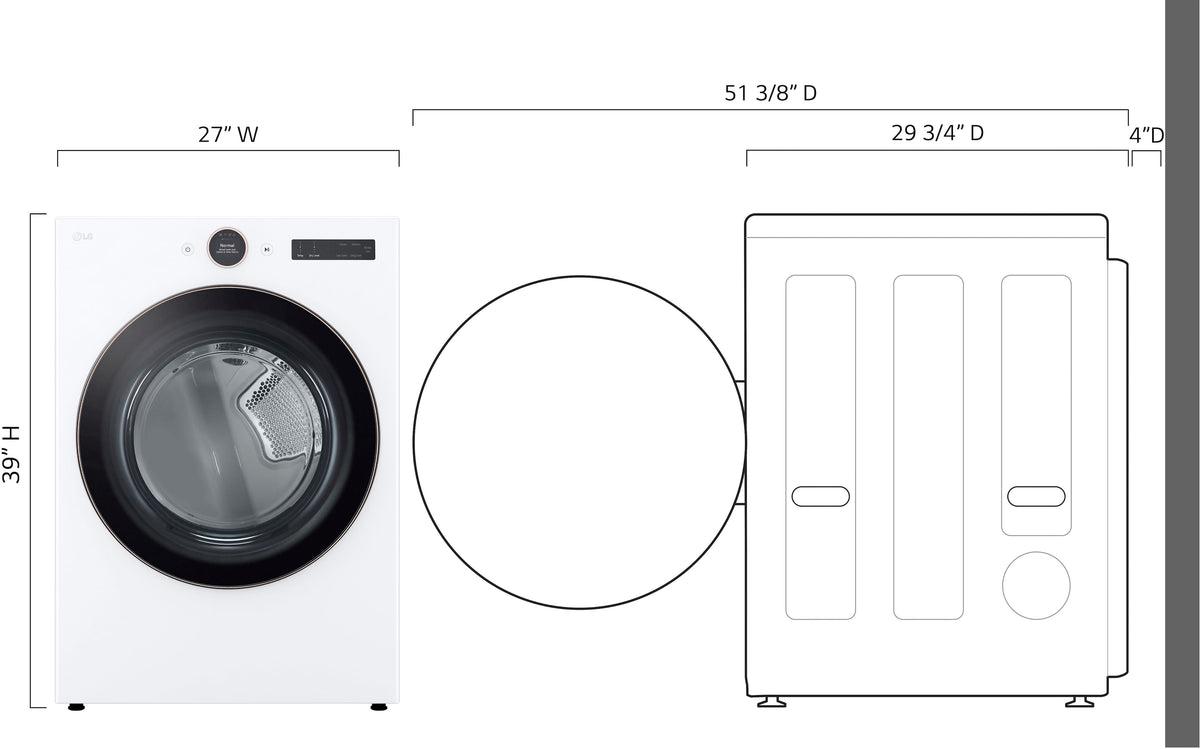 LG - 7.4 Cu. Ft. Stackable Smart Gas Dryer with Steam and Sensor Dry - White