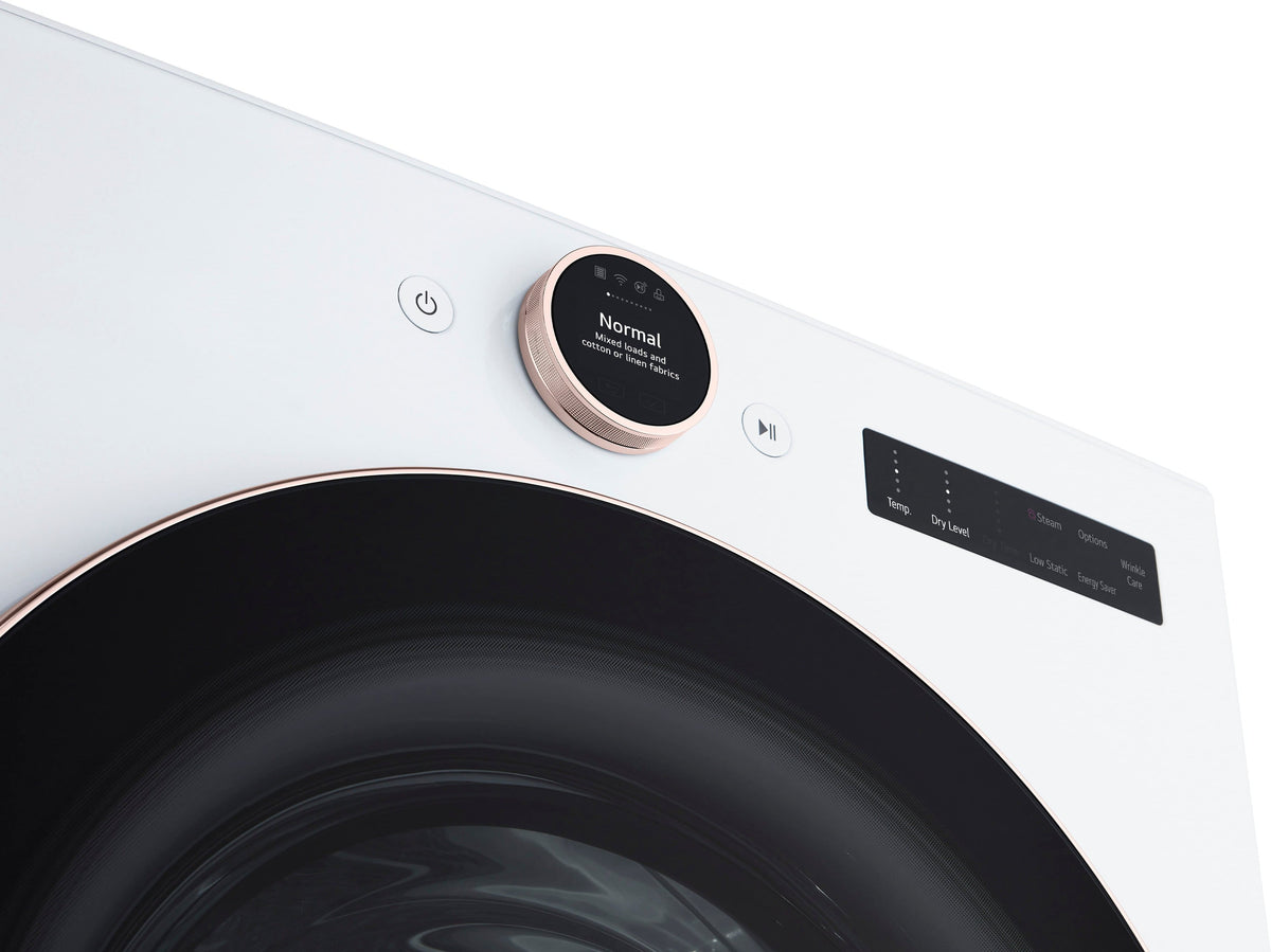 LG - 7.4 Cu. Ft. Stackable Smart Gas Dryer with Steam and Sensor Dry - White