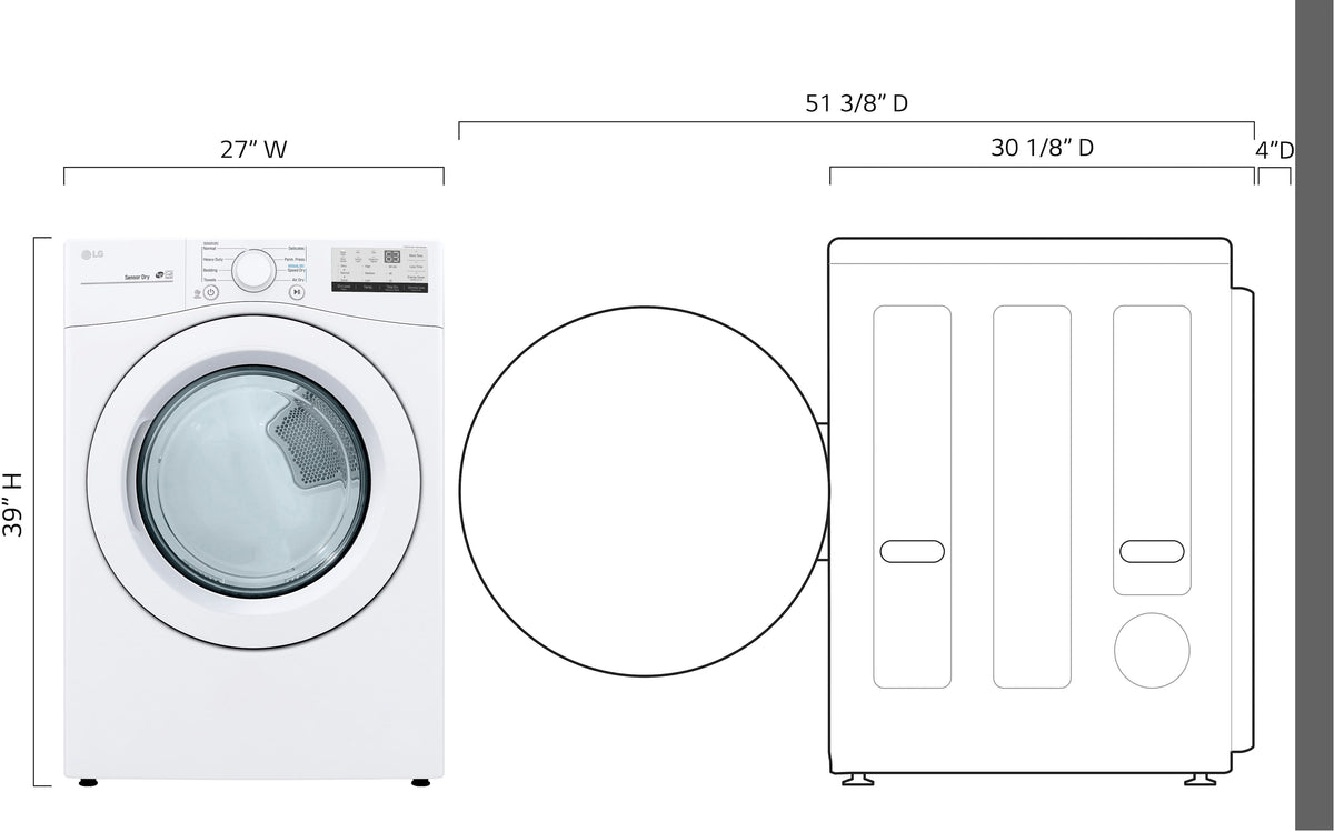 LG - 7.4 Cu. Ft. Stackable Gas Dryer with Wrinkle Care - White