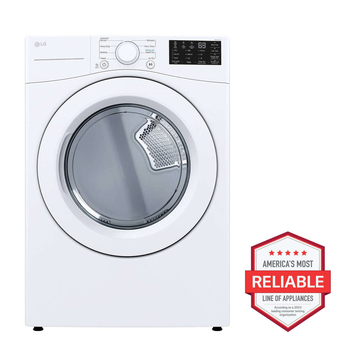 LG - 7.4 Cu. Ft. Stackable Gas Dryer with Wrinkle Care - White