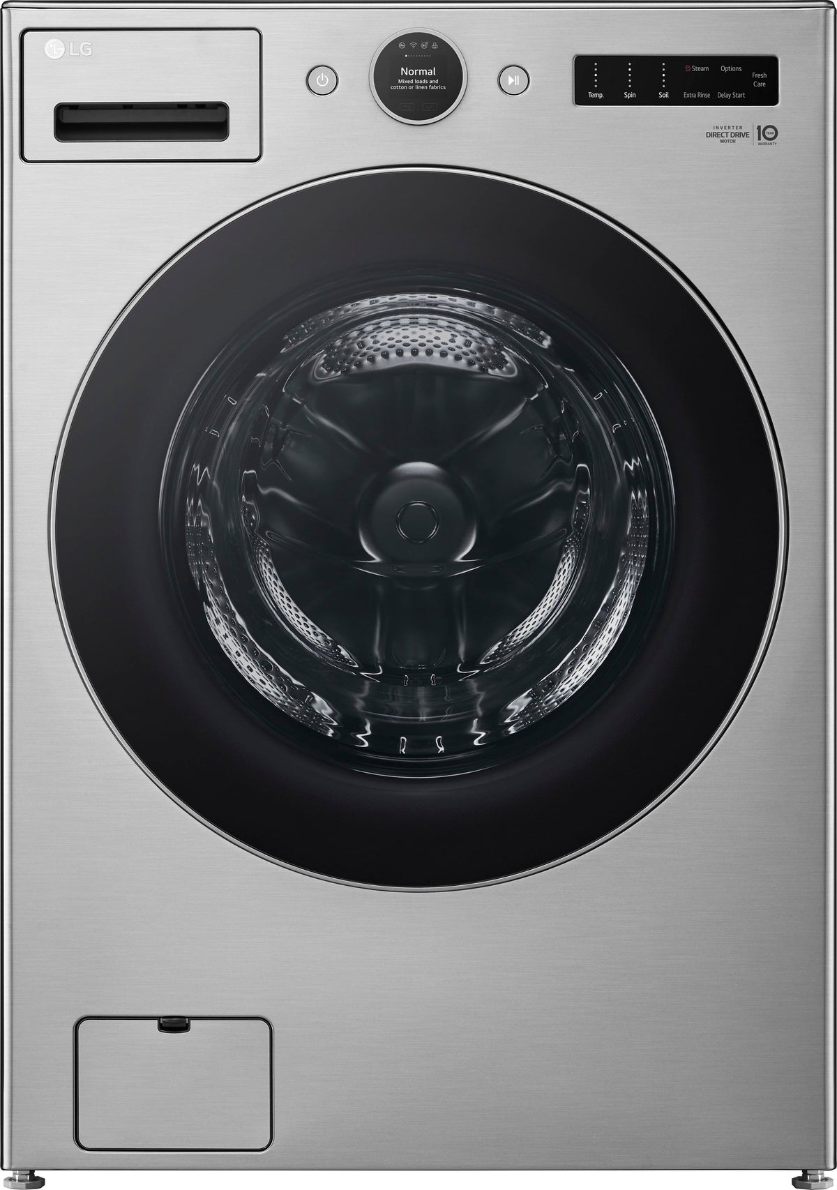 LG - 4.5 Cu. Ft. High-Efficiency Stackable Smart Front Load Washer with Steam and TurboWash 360 - Graphite Steel